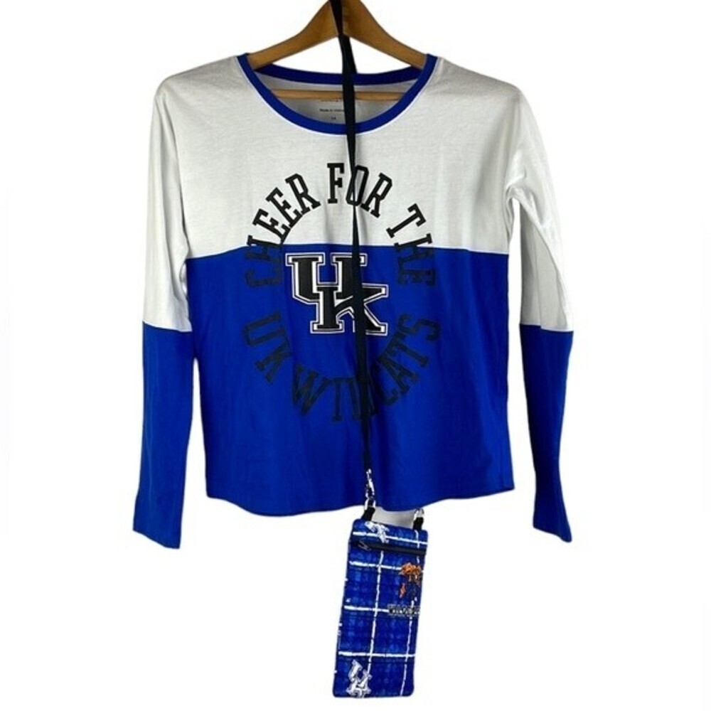 University of Kentucky Bundle Shirt/Purse Size 14 Girls Long Sleeve Blue/White